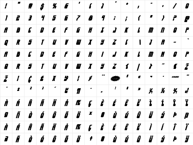 Eldebaran Bold Italic Bold Italic  glyph index