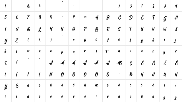 Siam Giants - Personal Use Regular  glyph index