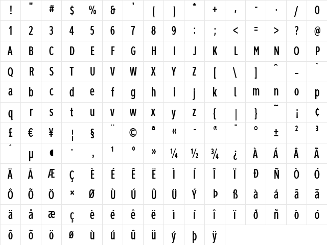 ClearviewHwy-1-B Regular  glyph index