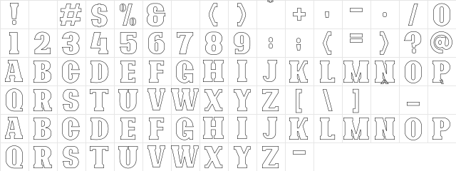 Bonaro Outline Demo Outline  glyph index