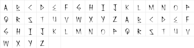 CleanFade Regular  glyph index