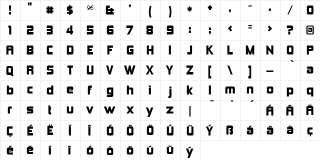 Kimberley Regular  glyph index