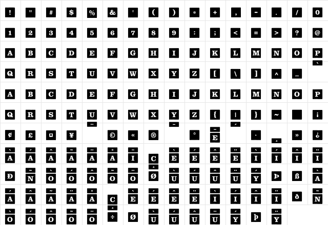 ChildsPlay BlocksSolidBold  glyph index
