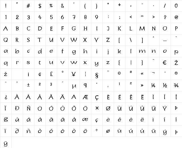 LTCharon Regular  glyph index