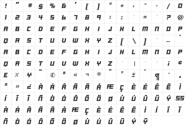 BassetRR Regular  glyph index