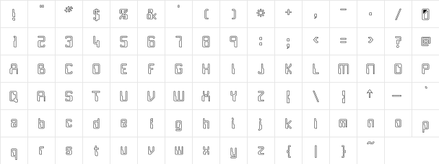 Future Hollow Regular  glyph index