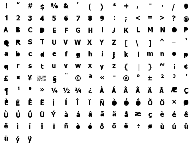 Dreamer Eternal Regular  glyph index