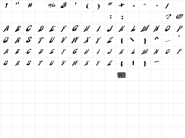 WankleDisplayCaps Regular  glyph index