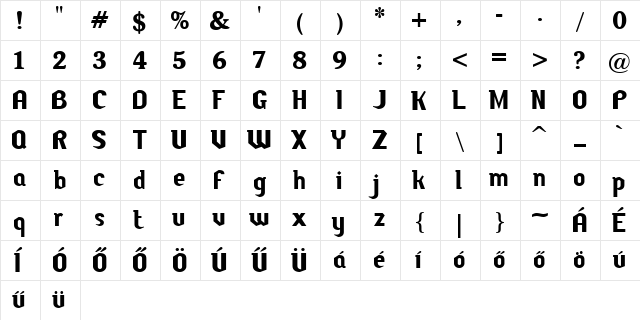 Butch Regular  glyph index