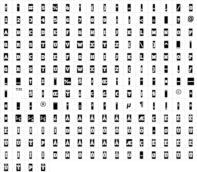 a_CampusCm Bold  glyph index