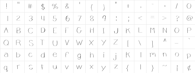 jsbthinandchunky Medium  glyph index