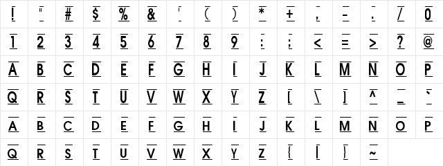 AC2-Banner1 Regular  glyph index