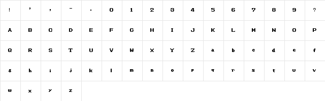 Final Fantasy I NES Regular  glyph index