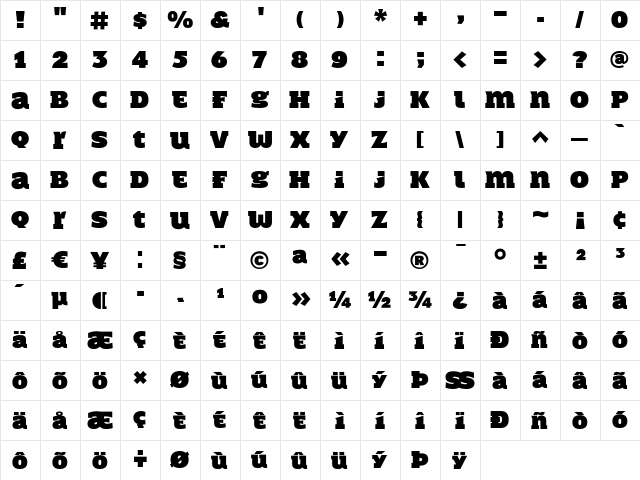 Shire Regular  glyph index