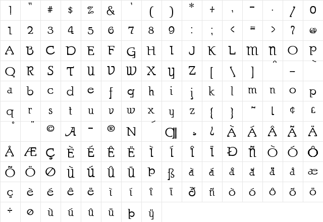 AIParsons Light  glyph index