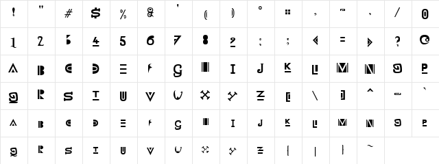Output Regular  glyph index