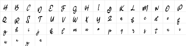 Caledy FREEE Regular  glyph index