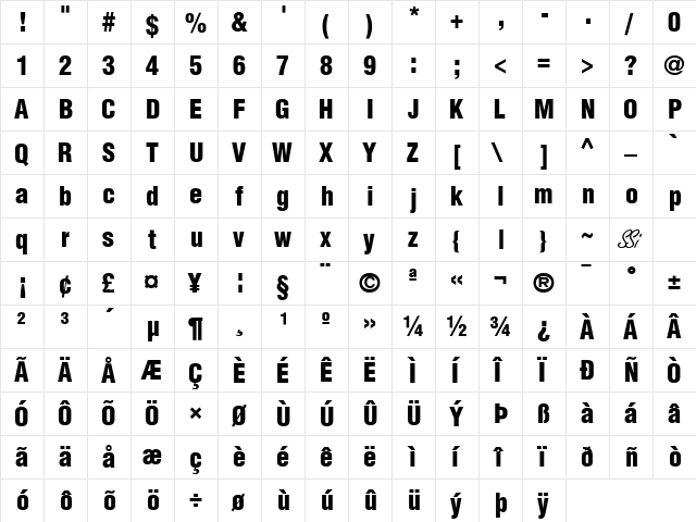 Context Black Condensed SSi Black Condensed  glyph index