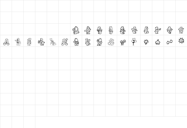 CareBearsbyIacy Regular  glyph index