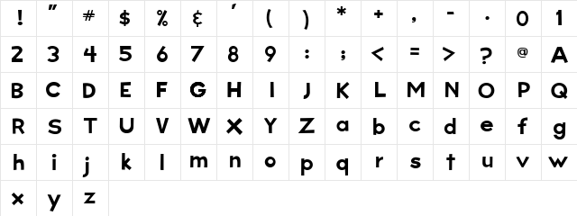 Big Sky Regular  glyph index