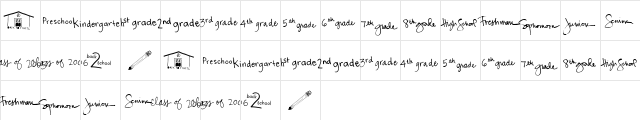 2Peas Back to School Regular  glyph index