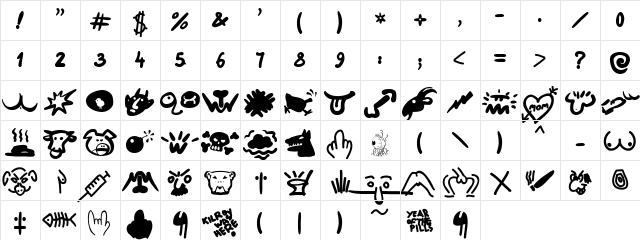 HardTalk Regular  glyph index