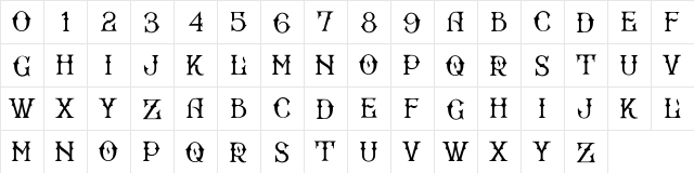 Bradford Regular  glyph index