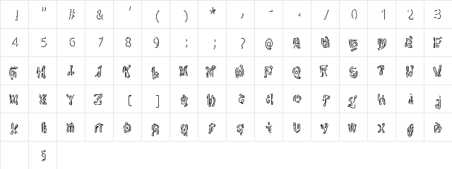 Djar Regular  glyph index