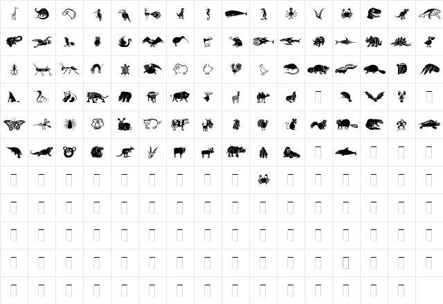 DF Wildlife Regular  glyph index