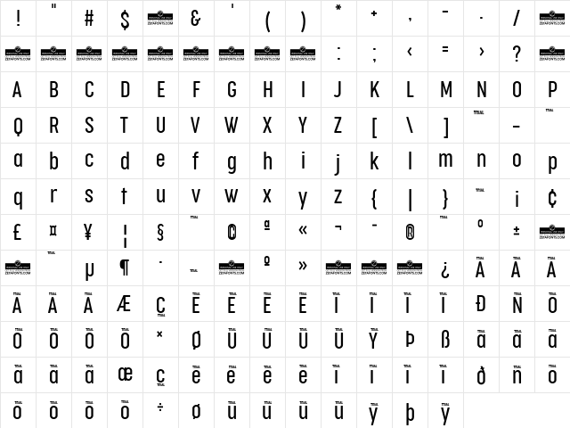 Cocogoose Compressed Trial Light  glyph index