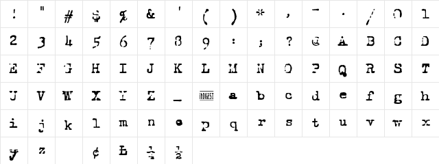 Royal Fadeing Normal  glyph index