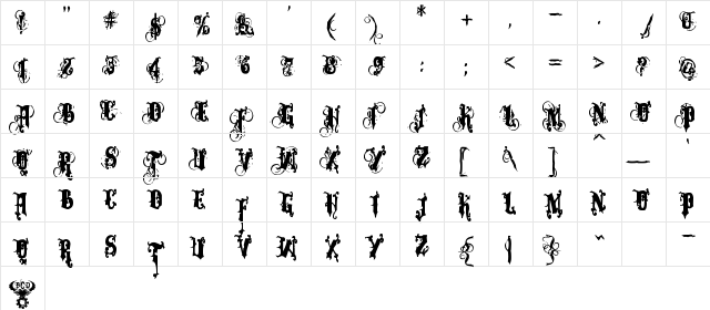 Dominatrix Regular  glyph index