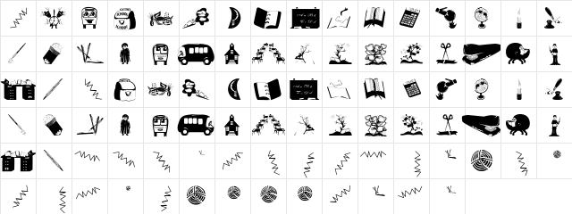Schoolish Regular  glyph index