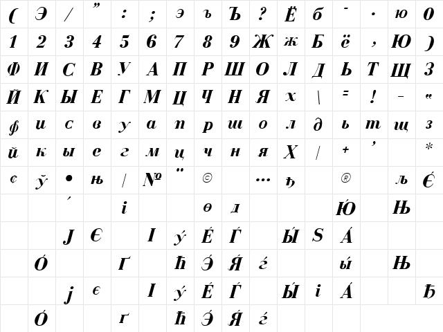 Goat 3 Regular  glyph index