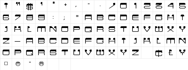 Cinema Regular  glyph index