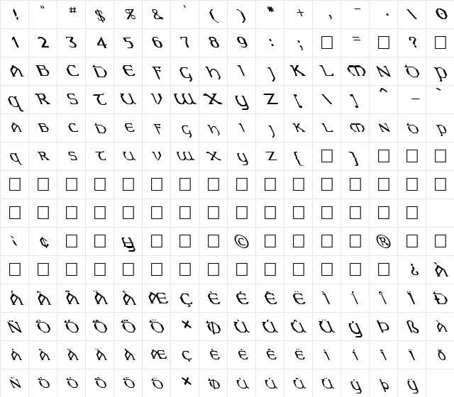 FZ JAZZY 31 LEFTY Normal  glyph index