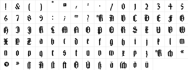 HappyFraxx Regular  glyph index
