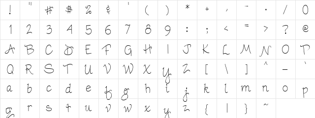 LD Pretty Regular  glyph index