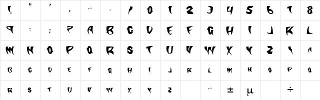 Klingon Regular  glyph index
