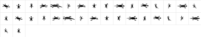 Lizards Regular  glyph index