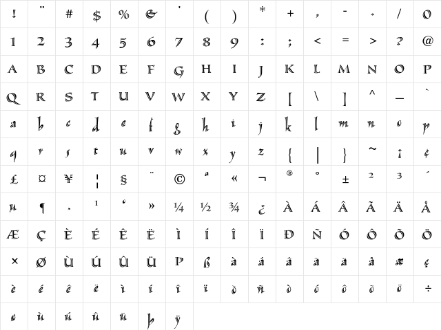 Sassafras-Lx   glyph index