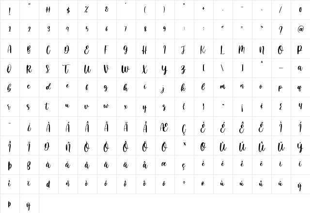 lovely sister Regular  glyph index