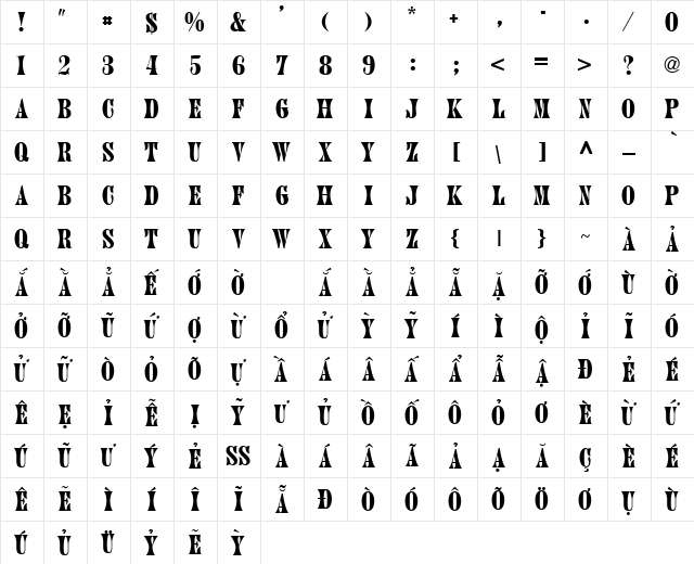 VPS Tra Vinh Hoa Normal  glyph index