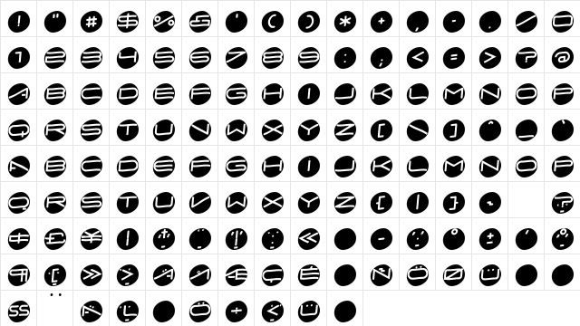 AbcariCircleKursiv Italic  glyph index