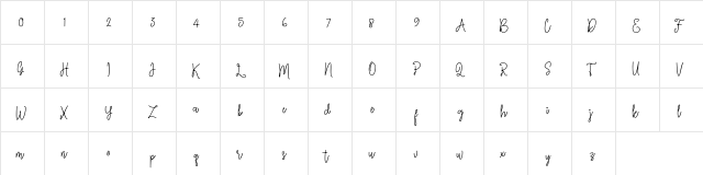 Quillines Regular  glyph index