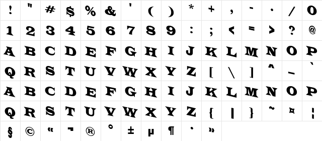a_LatinoTitulSpDn Regular  glyph index