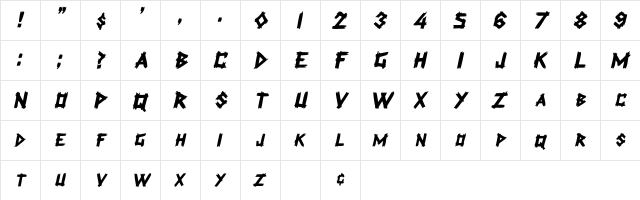 BarwoodSCapsSSK Italic  glyph index