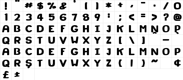 Super Marker Regular  glyph index