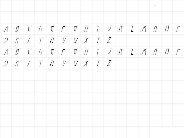 Roadhouse 3 Italic  glyph index