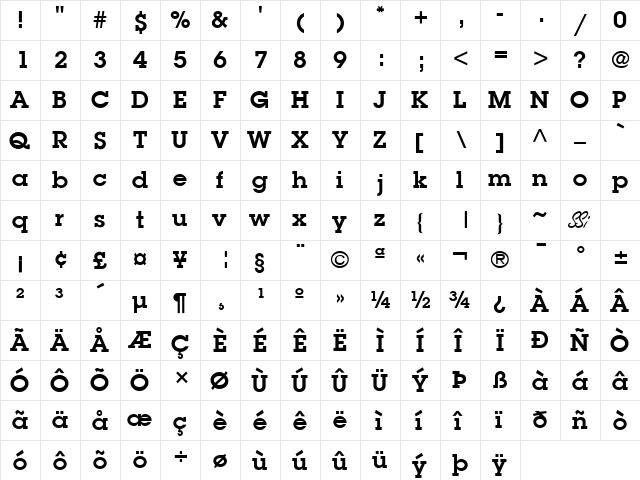 Torrent Graphic SSi Semi Bold  glyph index